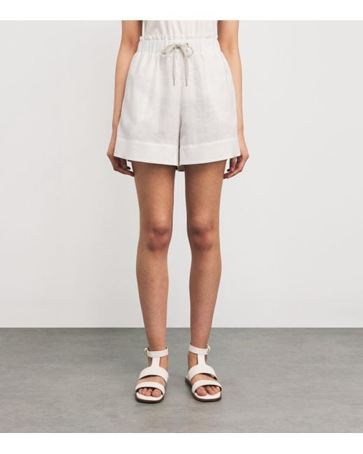 Eleventy White Linen Drawstring Shorts