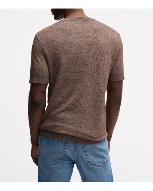 Boss Brown Cotton-Linen-Silk T-Shirt for men