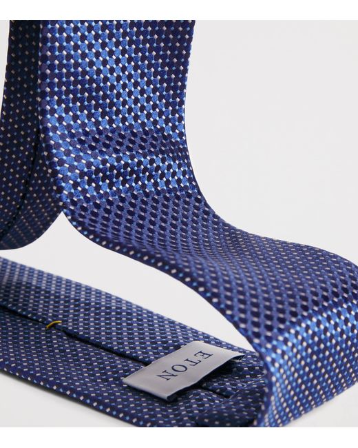 Eton of Sweden Blue Silk Geometric Tie for men