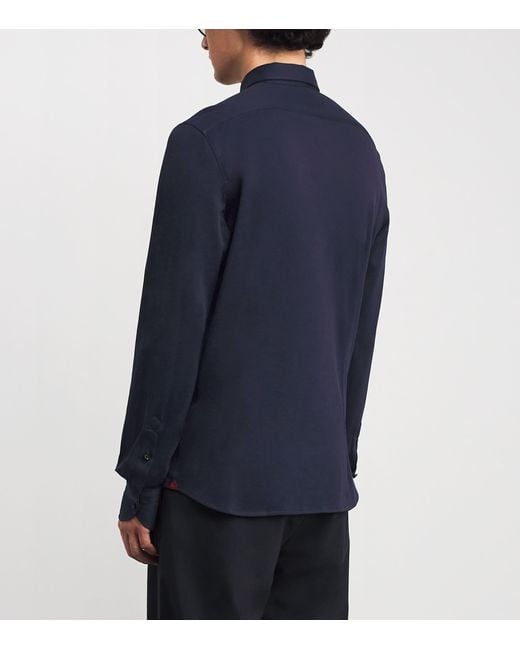 Isaia Blue Cotton Jersey Sport Shirt for men