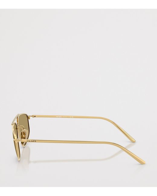 Prada Natural Metal Rectangular Sunglasses