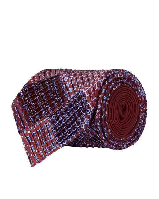 Stefano Ricci Red Silk Pleated Patchwork Tie for men