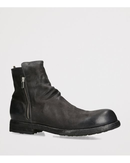 Officine Creative Black Suede Bulla Ankle Boots for men