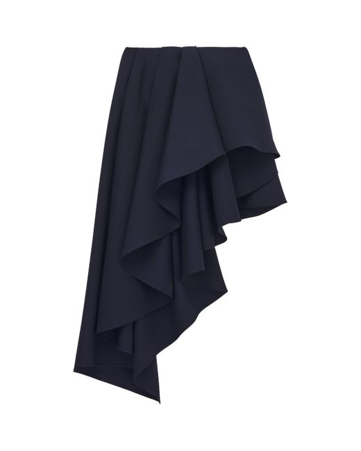 Alexander McQueen Blue Wool Asymmetric Midi Skirt