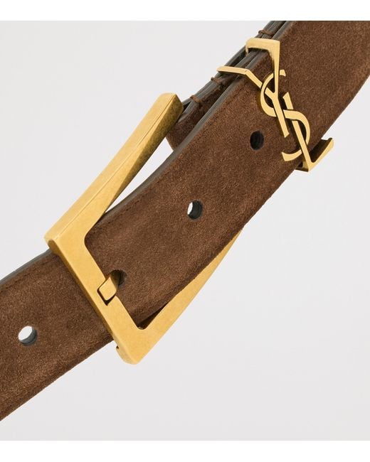 Saint Laurent White Suede Cassandre Belt