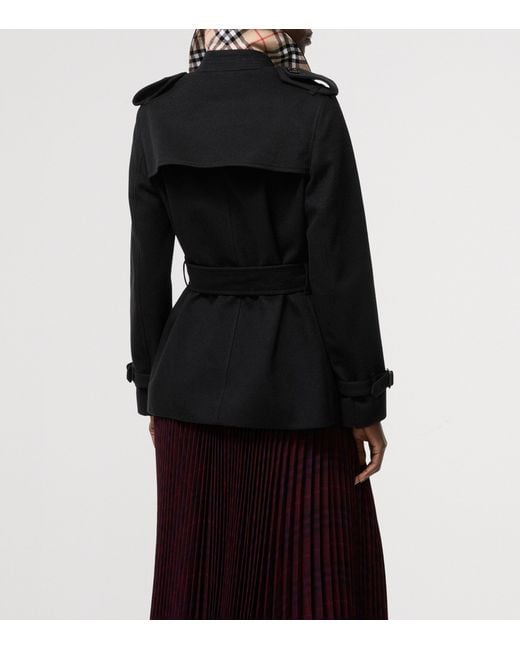 Burberry Black Cashmere Kensington Trench Jacket