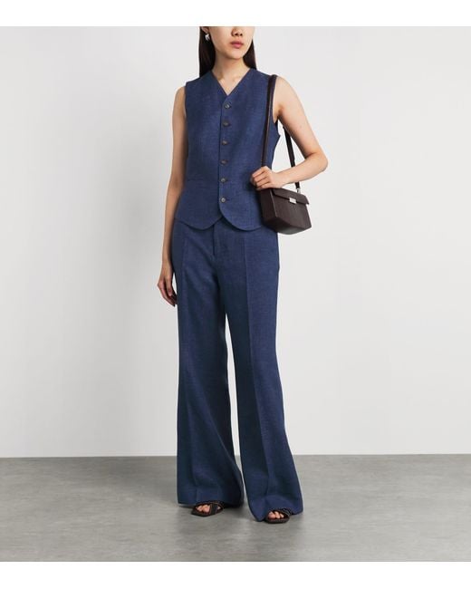 Polo Ralph Lauren Blue Linen-Cotton Beaton Trousers