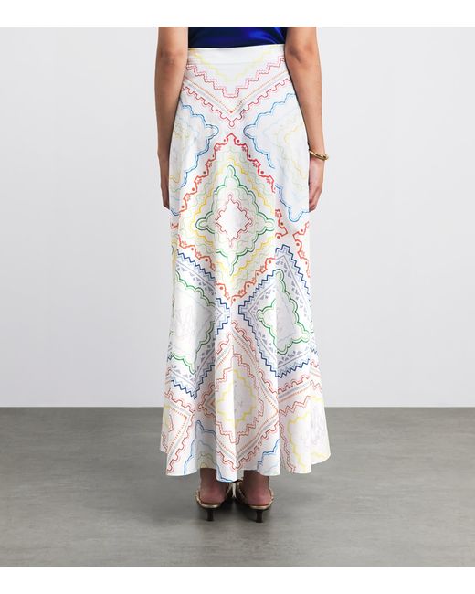 Mary Katrantzou White Cotton-Blend Como Maxi Dress