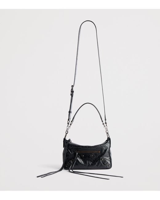 Balenciaga Black Mini Lambskin Le City Moto Shoulder Bag