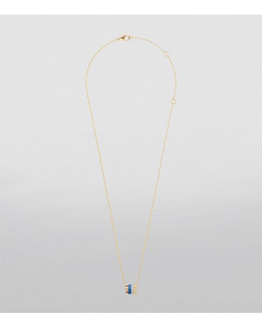 Boucheron Metallic Mixed Gold And Diamond Quatre Blue Edition Pendant Necklace