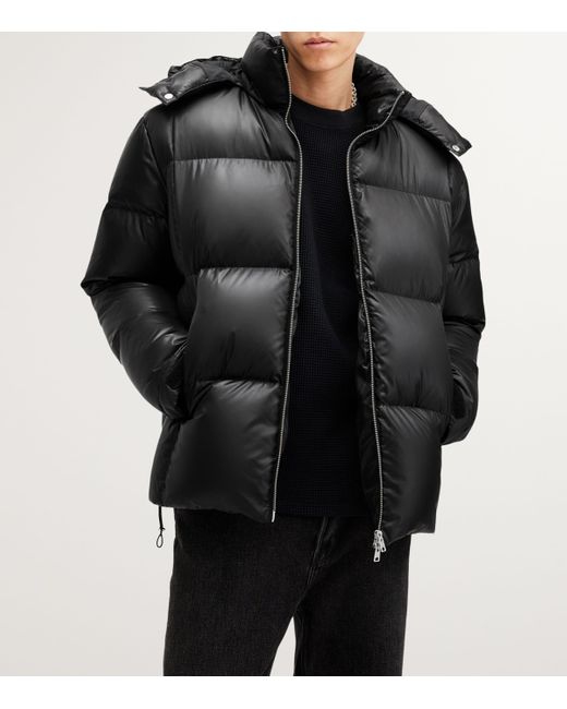 AllSaints Black Recycled Down Lupin Puffer Jacket for men