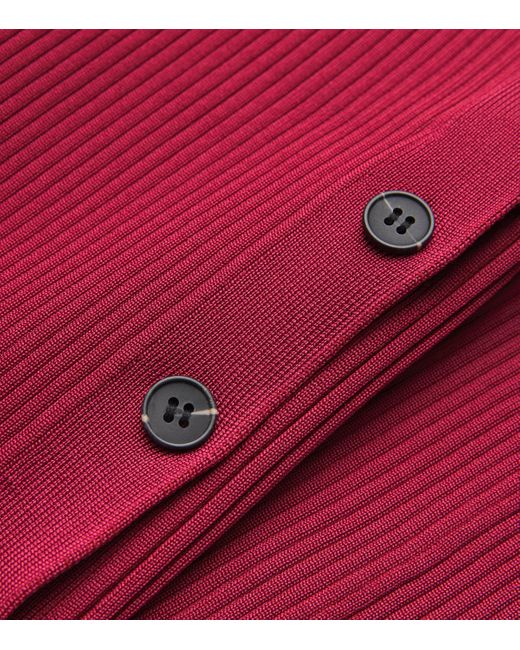 Self-Portrait Red Button-Detail Midi Dress