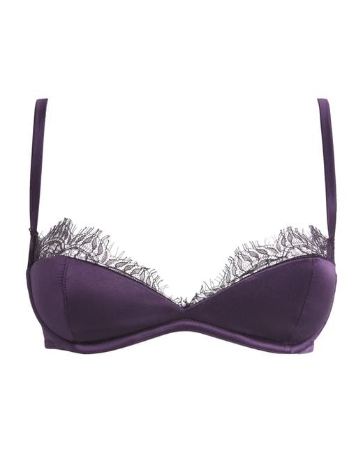 Kiki de Montparnasse Purple Stretch-Silk Camaret Balconette Bra