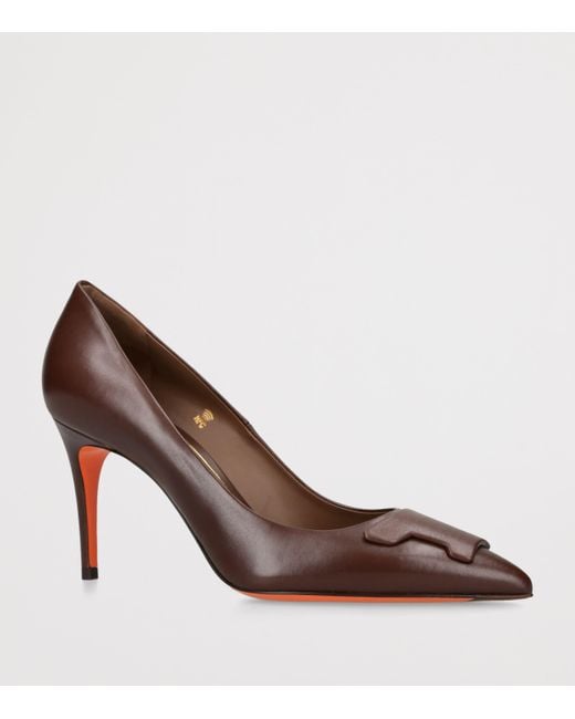 Santoni Brown Leather Sibille Pumps 85