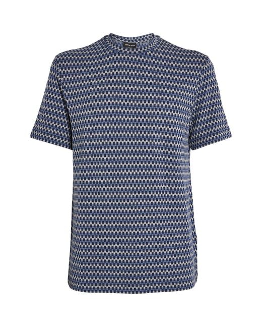 Giorgio Armani Blue Stretch Viscose Jacquard T-Shirt for men