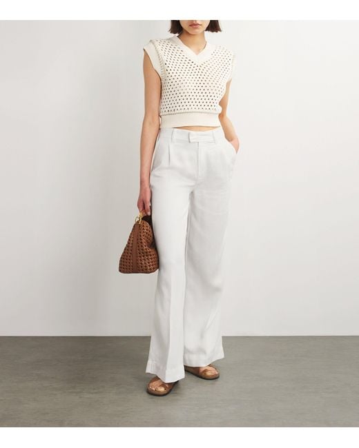 7 For All Mankind White Pleated Trousers