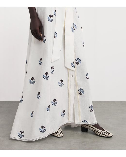 Lug Von Siga White Linen Embroidered Vera Maxi Dress