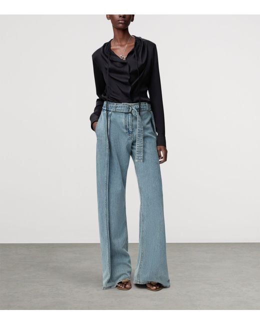 Loewe Black Silk-Blend Satin Blouse