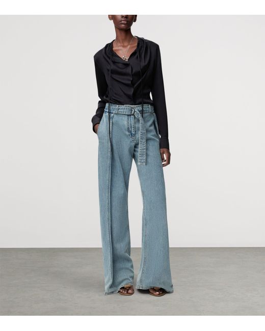 Loewe Black Silk-Blend Satin Blouse