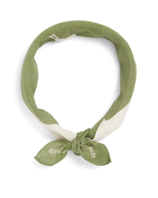 AMI Green Cotton Ami De Coeur Scarf for men