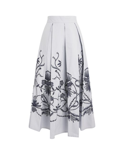 Eleventy White Cotton Embroidered Maxi Skirt