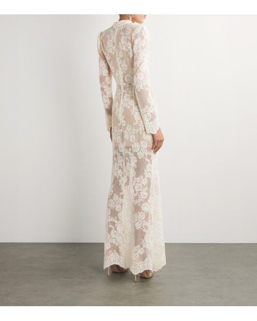 Self-Portrait Natural Lace Rhinestone-Embellished Dress