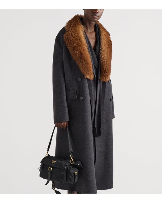 Prada Blue Wool-Cashmere Double-Breasted Coat