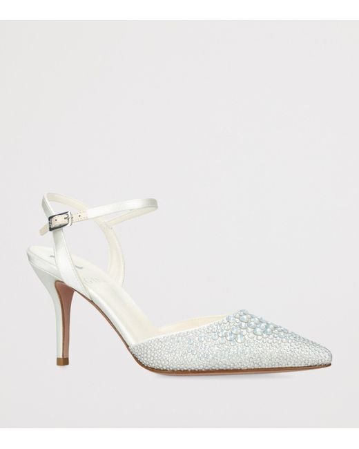 Gina White Satin Embellished Karla Pumps 85