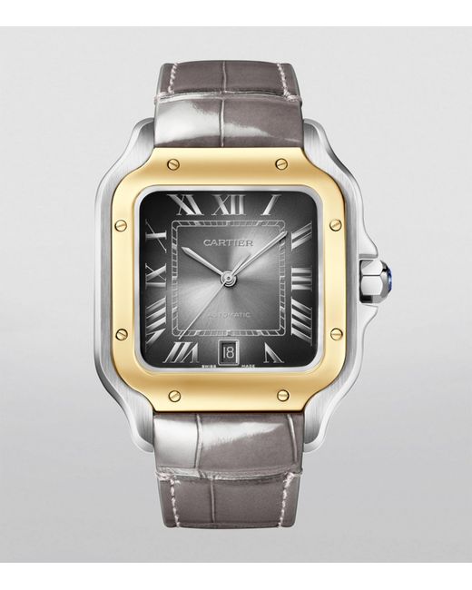 Cartier Gray Yellow Gold And Stainless Steel Santos De Watch 39.8mm