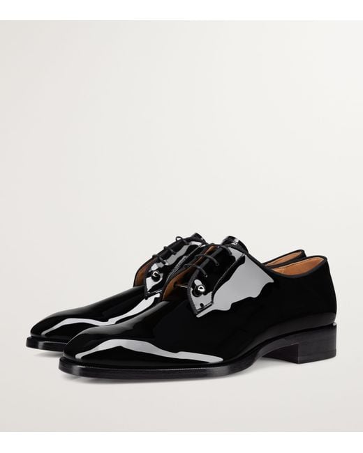 Christian Louboutin Black Chambeliss Patent Calfskin Oxford Shoes for men