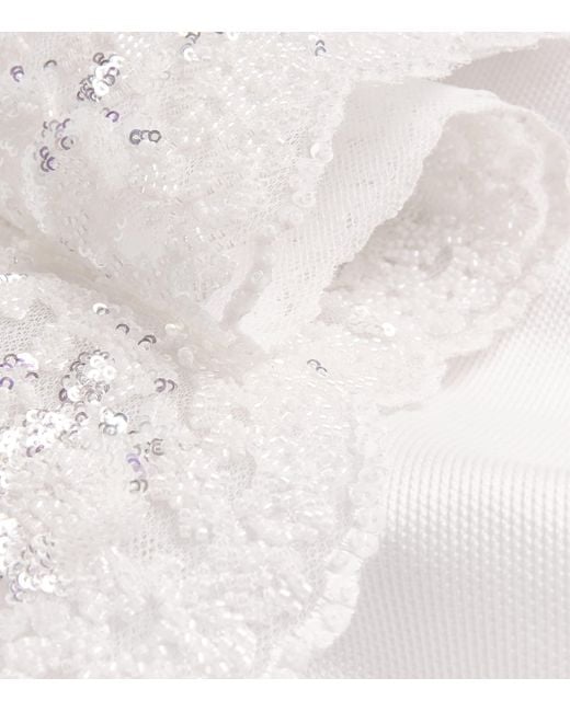 Alexis Mabille White Sequinned Off-The-Shoulder Gown