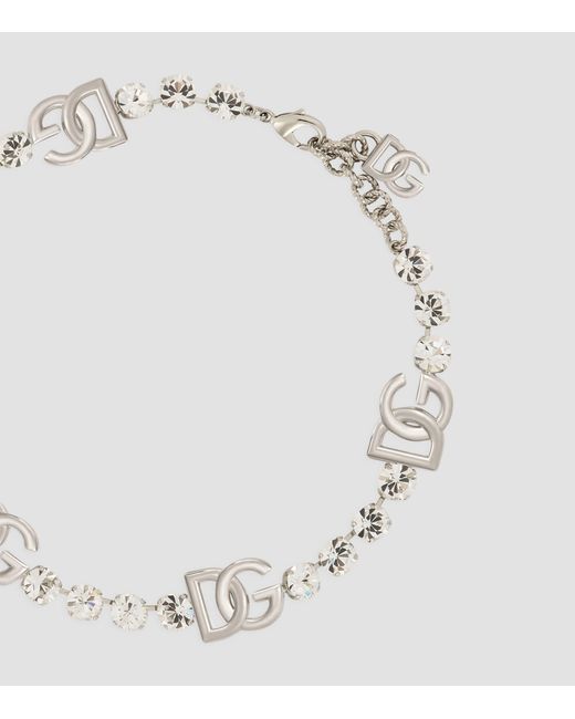 Dolce & Gabbana Metallic Crystal-Embellished Dg Necklace