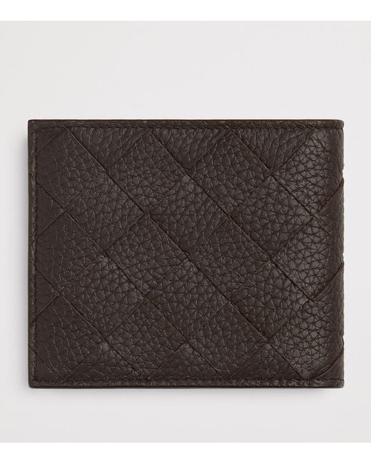 Bottega Veneta Black Leather Intrecciato Bifold Wallet for men