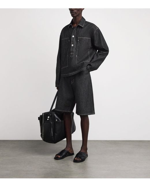 Studio Nicholson Black Wide-Leg Denim Shorts for men