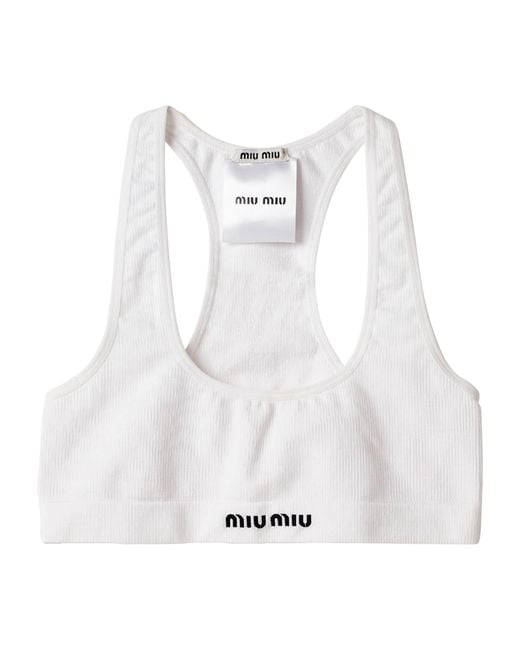 Miu Miu White Seamless Racerback Crop Top