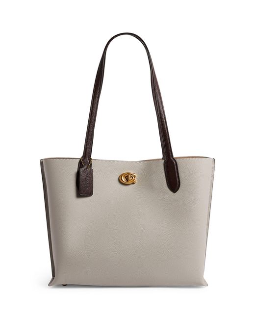 COACH Gray Large Leather Willow Tote Bag