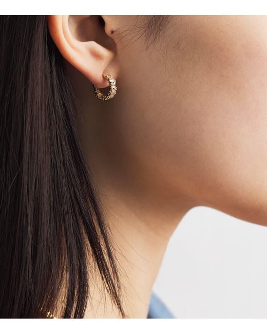 Suzanne Kalan Metallic And Diamond Classic Fireworks Hoop Earrings