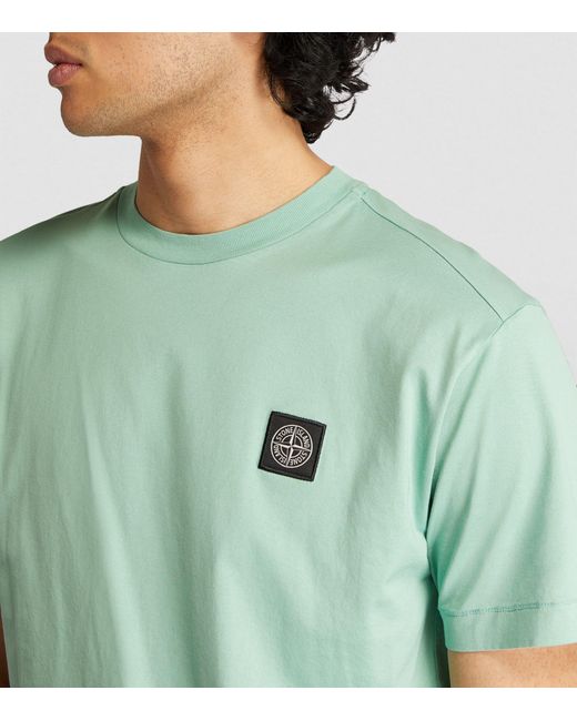 Stone Island Cotton Compass Logo T-shirt in Green for Men | Lyst UK