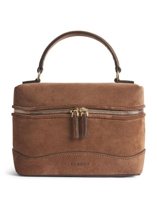 Sandro Brown Suede Tangolino Vanity Bag