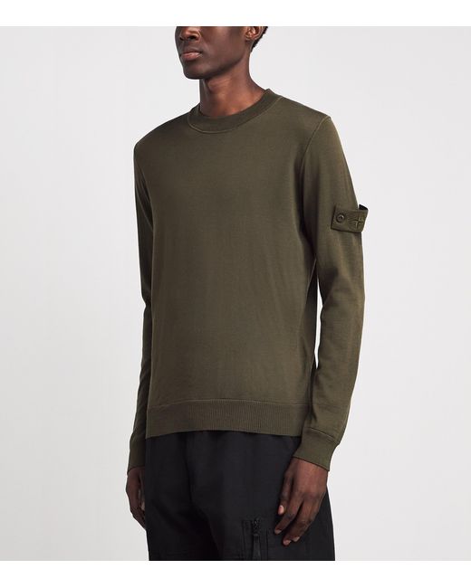 Stone Island Green Virgin Wool Ghost Sweater for men