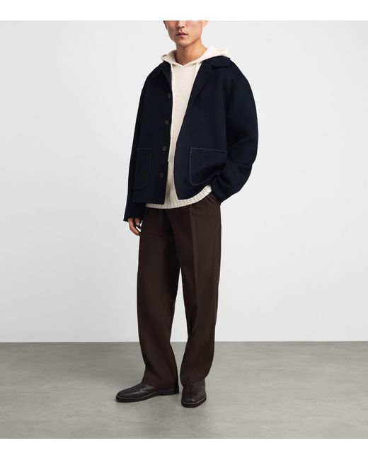 Commas White Cotton Knit Hoodie for men
