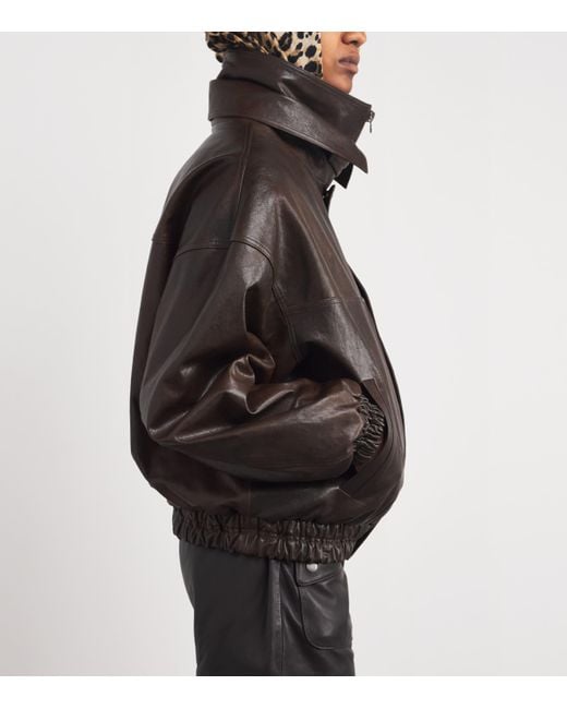 Magda Butrym Brown Leather Bomber Jacket