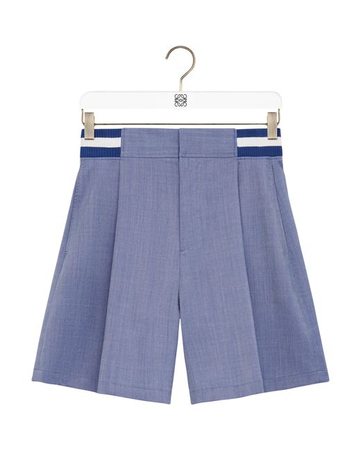 Loewe Blue Wool-Blend Shorts for men