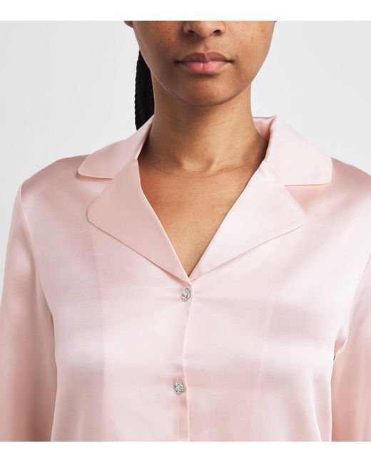 Manitu Pink Silk Lace-Trim Luella Pyjama Set