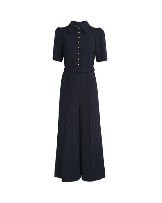 ME+EM Blue Cropped Wide-Leg Jumpsuit