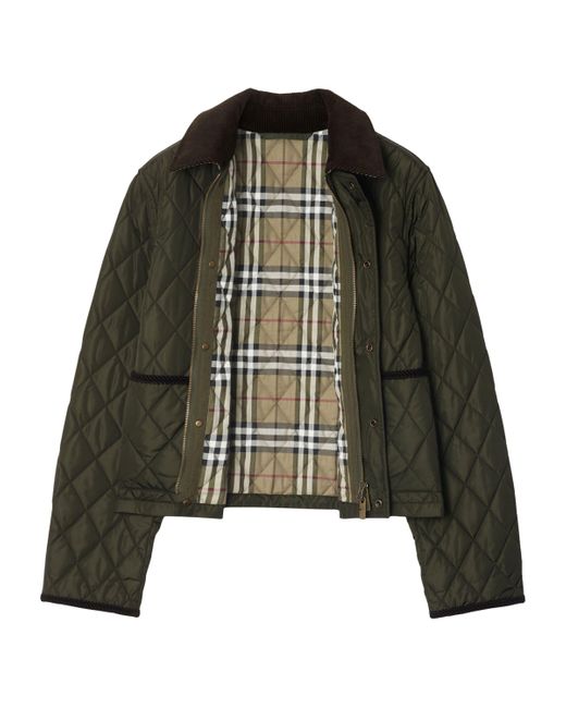 Burberry Green Cropped Quilted Field Jacket