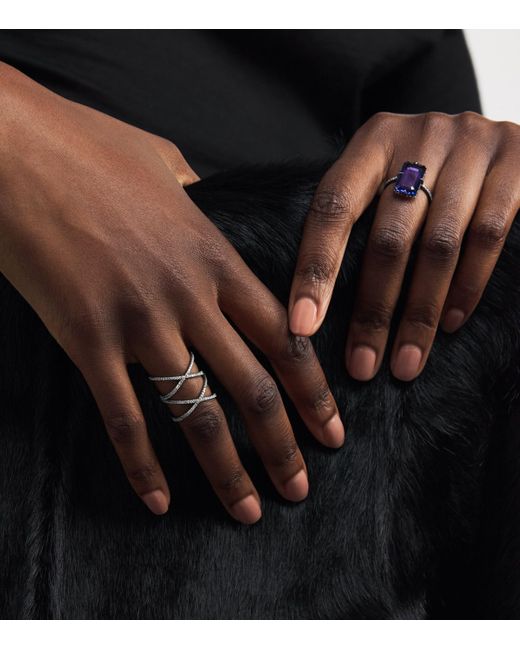 Eva Fehren Metallic Blackened And Diamond Xx Ring