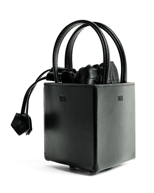 TALEL PARIS Black Leather Triangle Top-Handle Bag