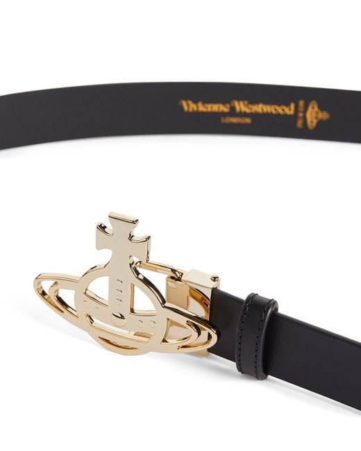 Vivienne Westwood Black Leather Orb Belt for men