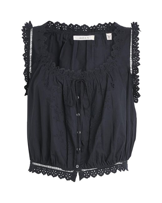 Doen Black Organic Cotton Traveler Blouse
